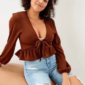 Rust colored tie front top